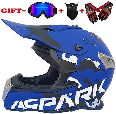 Lavacraft Motocross/ATV/Dirt Bike 3-pc Gear Combo Set - Helmet, Gloves & Goggles - DOT Certified (4 SIZE, Multicolor)