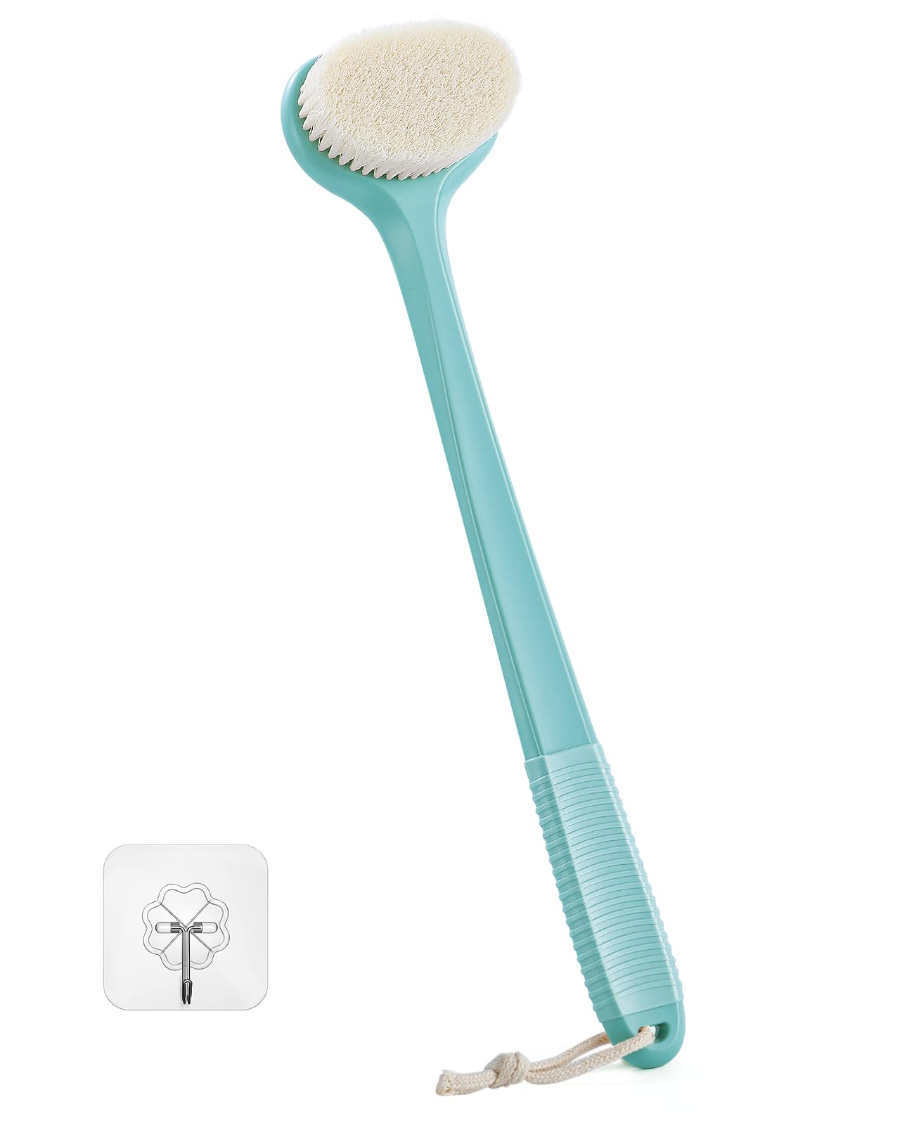 ROLIZOE Bath Brush Back Scrubber Long Handle, 43CM Non-Slip Handle Back Scrubbers for Use in Shower, Moderate Bristles Shower Brush with Long Handle- Light Blue