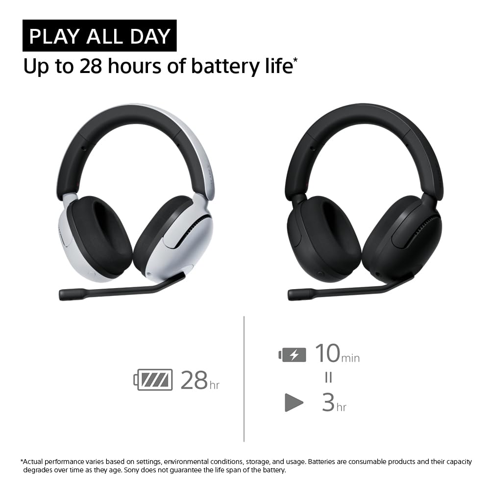 Sony INZONE H5 Wireless Gaming Headset, 360 Spatial Sound, Works with PC, PS5, 28 Hour Battery, 2.4Ghz Wireless and 3.5mm Audio Jack, WH-G500 Black