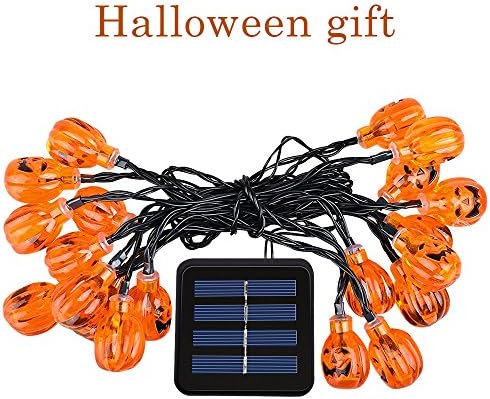 Halloween Pumpkin String Lights - Solarmks Solar Lights Outdoor 20 LED String Lights-Jack-O-Lantern Pumpkin Lights for Halloween ,Patio, Chrsitmas Decorations