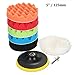 MATCC 7Pcs 5inch Polishing pads,Sponge and Woolen Polishing Waxing Buffing Pads Kits with M14 Drill Adapter, 5inchs
