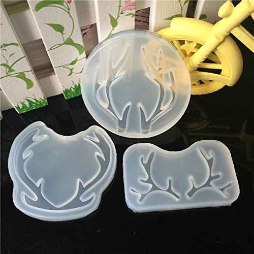 Elk Resin Mold Elk Antlers Silicone Mould for Epoxy Resin Craft Making Christmas Decoration (3Pcs Elk Antlers)