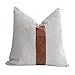 Merrycolor Farmhouse Decorative Throw Pillow Covers for Couch Stripe Faux Leather Accent Pillow Cover Boho Modern Decor Pillow Case 18 x 18 Inch(Black)