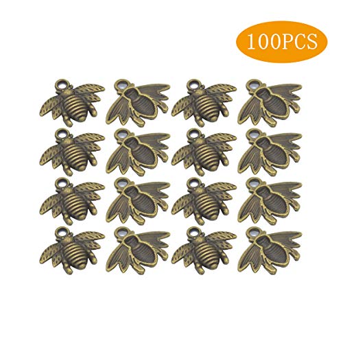 Faxco 100 PCS Metal Bee Charm Pendants, Alloy Insect Metal Pendants, Honey Bee Charms Collection for Jewelry Making, DIY Decorations - Thumbnail 4
