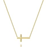 Charmire Gold Cross Necklace 14K Gold Cross Necklaces for Women Crosses Chain Necklaces for Women Horizontal Design for Two Wearing Style Crosses Pendant Necklace for Womens