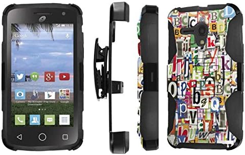 Alcatel one touch pop star 2 nova LTE Case, [NakedShield] [Black/Black] Heavy Duty Holster Armor Tough Case - [Alphabet Graffiti] for Alcatel one touch pop star 2 nova LTE