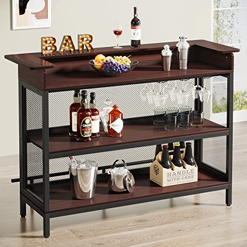 Tribesigns Industrial Home Bar Unit, 3 Tier Liquor Bar Table With