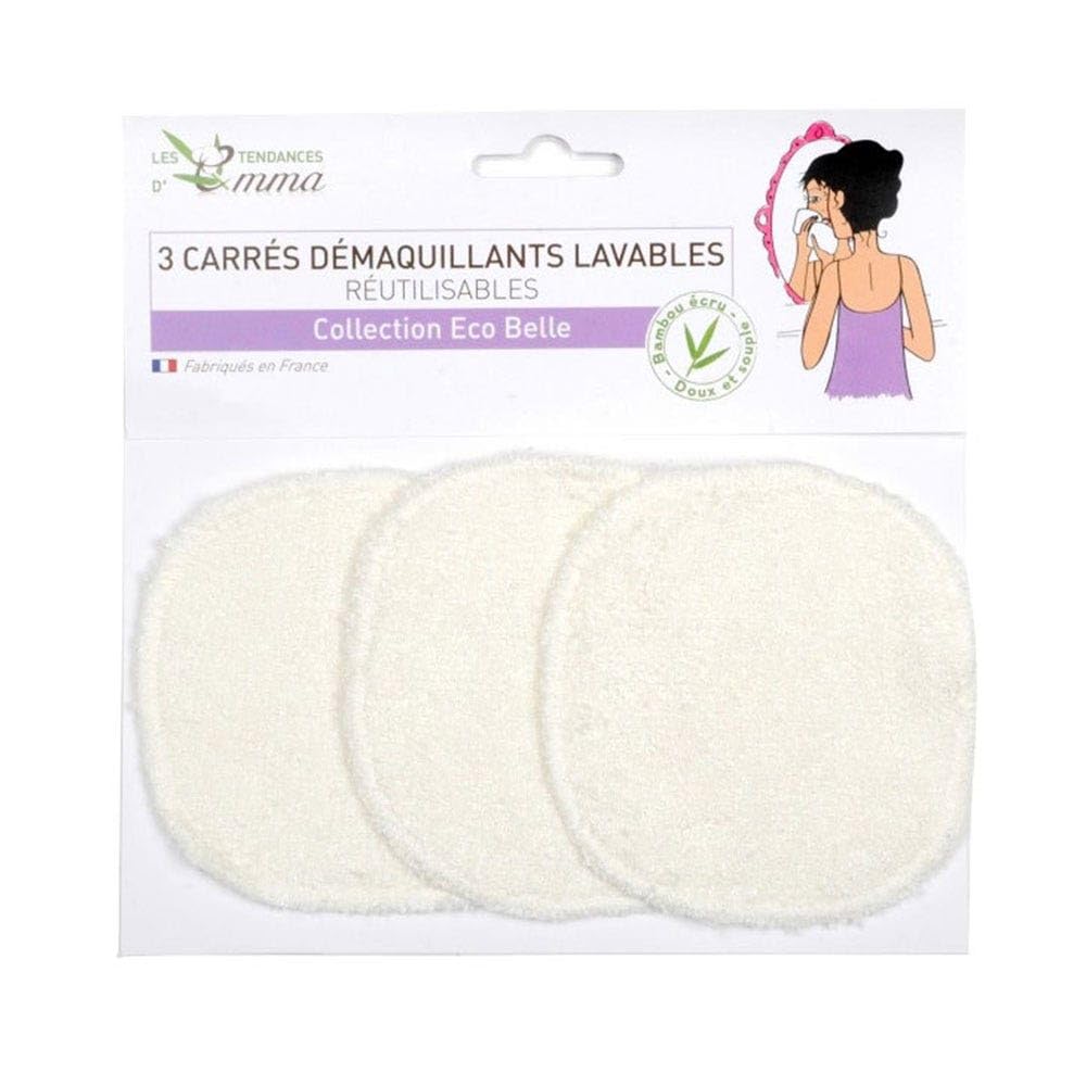 Les Tendances d'Emma Collection Eco Belle Washable Make-up Removal Square 3 Ecru Squares