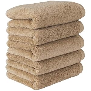 【Amazon.co.jp限定】タオル研究所 [ボリュームリッチ] フェイスタオル サンドベージュ 5枚セット ホテル仕様