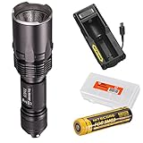 Nitecore TM03 2800 Lumens Super Bright Cree XHP70 LED Flashlight w/Dedicated IMR Rechargeable Battery, UM10 Charger, and LumenTac Battery Organizer