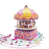 3D Puzzles for Kids, 29 PCs DIY 8-Horse Carousel Music Box Kids Puzzles, Stem Jigsaw Puzzles, Birthday Gift for Girls, Kids Prizes