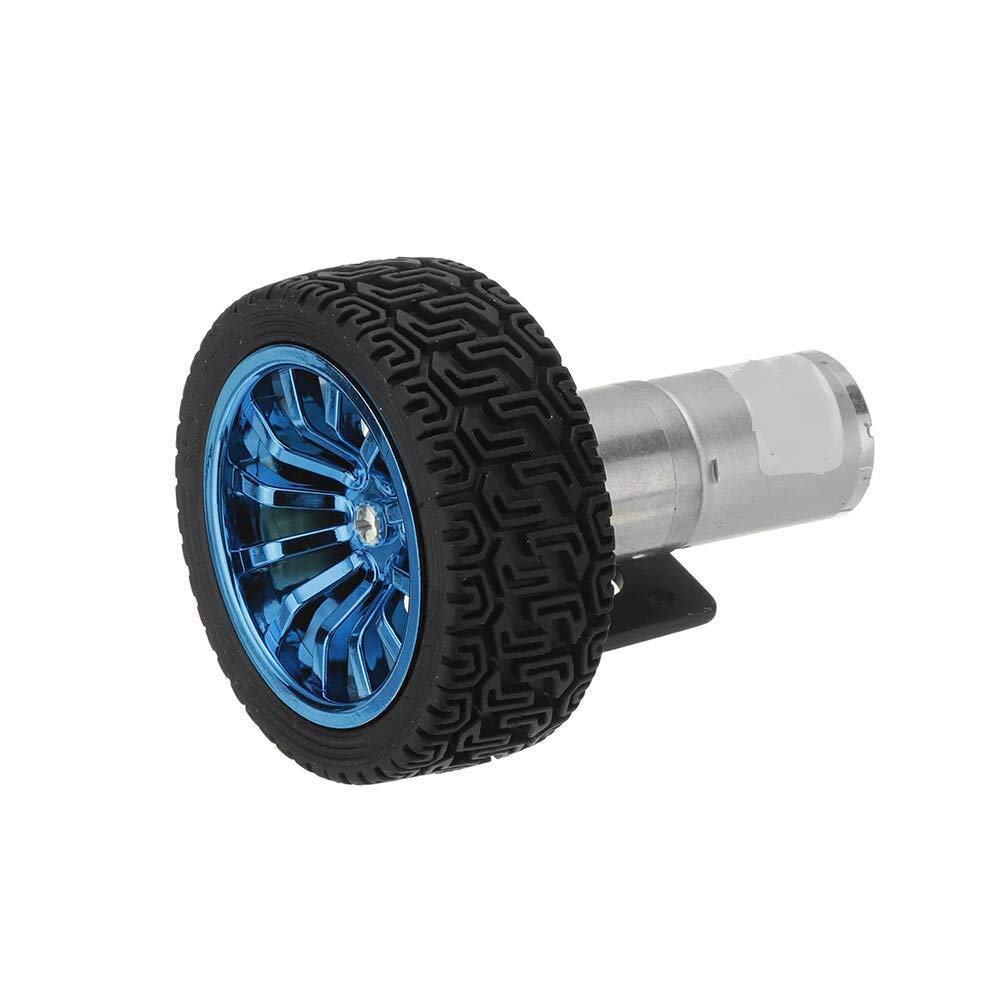 DollaTek 25GA370 DC 12V 130rpm Gear Reduction Motor with Mounting Bracket and Wheel