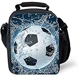 Lunch Tote, 2019 Upgrade Insulated Football Lunch Bag- Waterproof Reusable Lunch Box Portable Meal Bag Ice Pack for Kids Boys Girls -Black