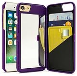 iPhone 7 Case, Bastex Purple Hidden Back Mirror Wallet Case with Stand Feature and Card Holder for Apple iPhone 7