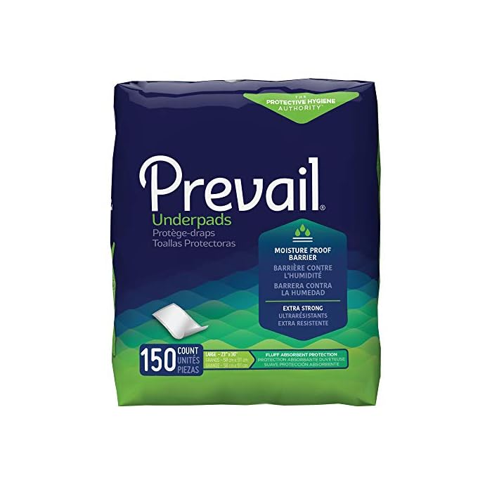 Prevail Fluff Incontinence Underpads, Large, 150 Count (Packaging May Vary)