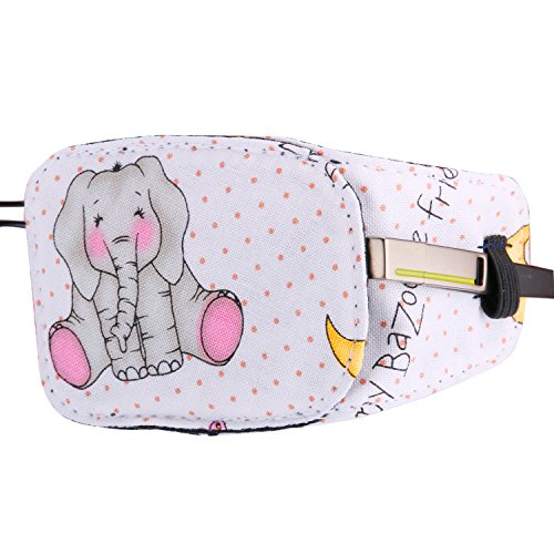 Plinrise Cartoon Pure Cotton Reusable Eye Patches - Amblyopia Eye Patches For Glasses, Strabismus, Lazy Eye Patch For Children,Vision Care Eye Mask (Elephant left) - Thumbnail 3