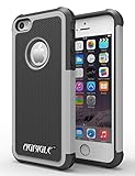 AGRIGLE Shock- Absorption/High Impact Resistant Hybrid Dual Layer Armor Defender Full Body Protective Cover Case Compatible with iPhone 5/5S/SE (Gray)