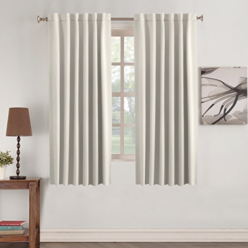image for Turquoize Tab Curtains Ivory Room Darkening Curtains - Thermal Insulat