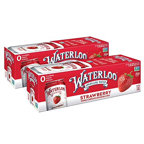 Waterloo Sparkling Water, Strawberry Naturally Flavored, Pack of 24, 12