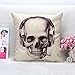 LEIOH Halloween Decor Pillow Covers Cotton Linen Square Printed Hallowmas Headset Skull Pattern Throw Pillow Case Cushion Cover 18 x 18 Inche