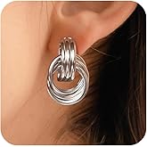 Anniweeny Chunky Knot Earrings for Women, 14K Gold Plated Statement Geometric Drop Dangle Earrings, Lightweight & Hypoallergenic & Trendy Gold Earrings for Women Jewelry Gift