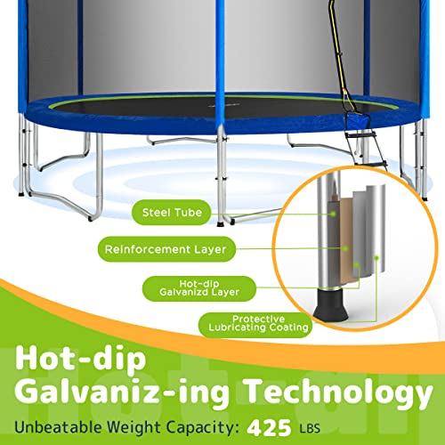 Zupapa NoGap Design 16 15 14 12 10 8FT Trampoline for Kids with Safety