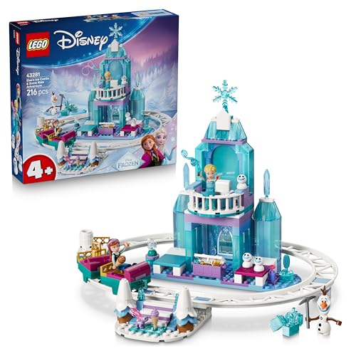 LEGO | Disney Frozen Castello di Ghiaccio di Elsa e Avventura sulla Neve - Giocattolo con Mini Bamboline di Anna ed Elsa, Olaf, Binari del Treno e Carrelli da Neve - Regalo per Bambine 4+ Anni - 43281