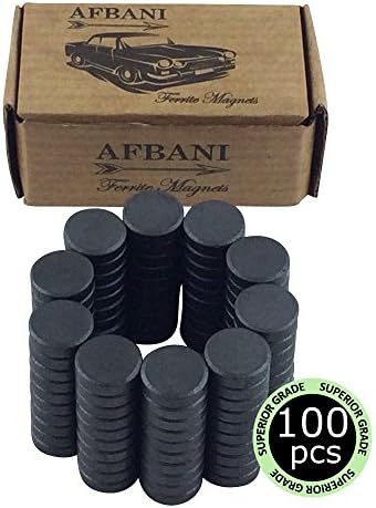 Ceramic Ferrite Magnets (100-Count) Small, Round Discs | 5mm Thick w/ Strong Hold | Home, Office, Commercial, School Scientific Use | Grade 5