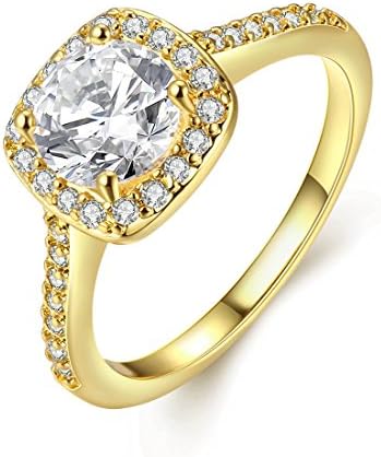 [Eternity Love] Women's Pretty 18K Gold Plated Princess Cut CZ Crystal Engagement Rings Best Promise Rings for Her Anniversary Cocktail Arrow Wedding Bands TIVANI Collection Jewelry Rings