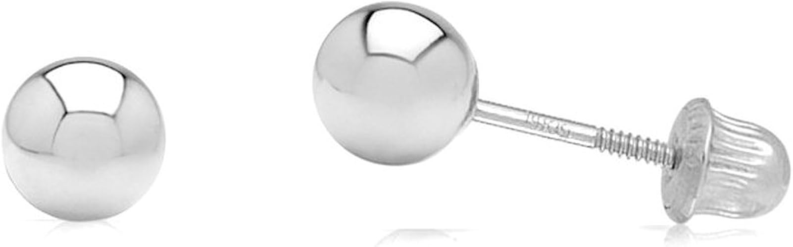 Amazon Com 14k White Gold Ball Stud Earrings With Secure And