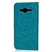 J3 Case, Galaxy J3 Case (2016 Version) - Wallet Case Folio Kickstand Case 3D Embossed Plants Premuim PU Leather Case Shockproof TPU Inner Bumper Slim Protective Cover for Galaxy J3 by Badalink - Blue