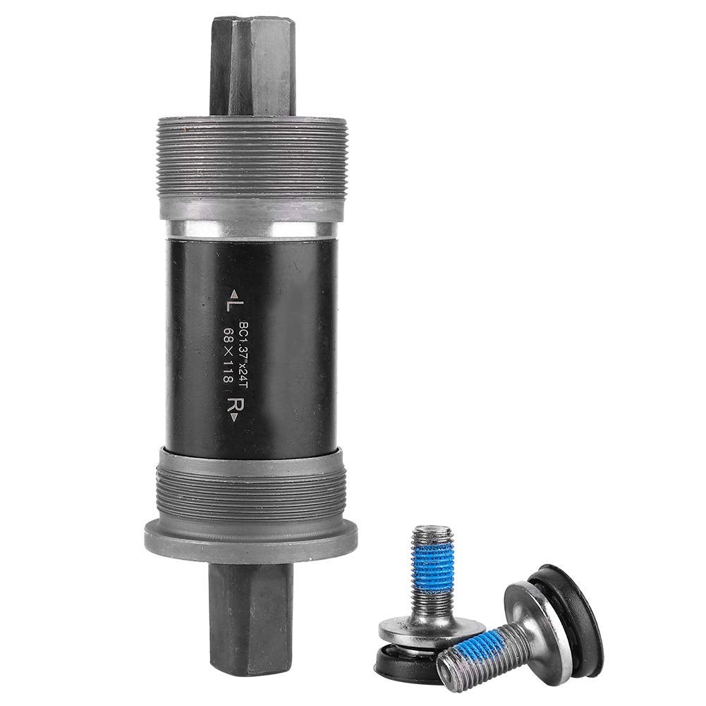 equlup 5 Size Square Taper Bottom Bracket, Bike Bottom Bracket Square Hole Crank Axis 68x118/120/122.5/124.5/127.5mm Sealed Bearings Bike Parts for Square Tapered Spindle Crank (68X118L)