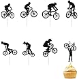 16-piece set Black flash Bicycle Cupcake Topper Picks for Bike Theme Birthday Party Cake Decorations