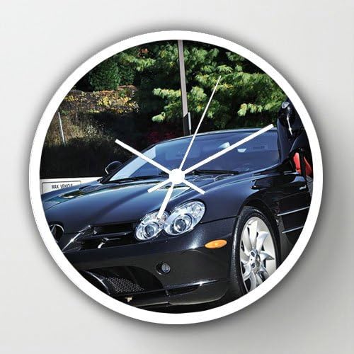 10" Diameter Wall Clock with Mercedes Benz Slr Mclaren(6) White Frame Modern Design Watch Wall 10" Diameter Unique Wall Clocks