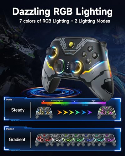 EasySMX X15 Wireless PC Controller with Hall Triggers, Hall Joysticks, Enhanced Bluetooth Game Controller,No Drift No Deadzone effect, Compatible with Windows PC, Android, Steam and Switch