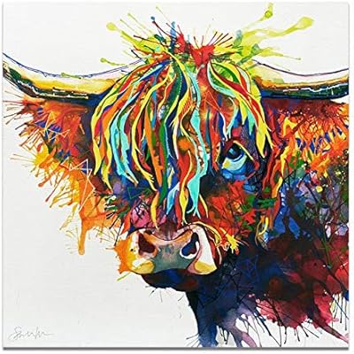 Wsldyh Animal Painting Long Hair Cow Posters And Prints Print On