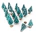 Artificial Mini Sisal Christmas Trees Snow Frost with Wooden Bases for Home Party Decoration Ornament DIY Craft (Blue-Green, 20 pcs)