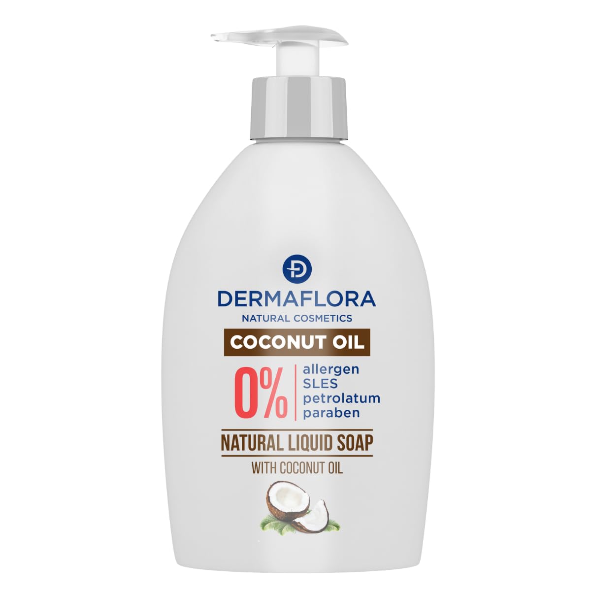 Dermaflora Coconut Oil Liquid Soap – 400ml | Nourishing & Moisturizing Hand Wash | Paraben-Free, Gentle Cleanser for All Skin Types