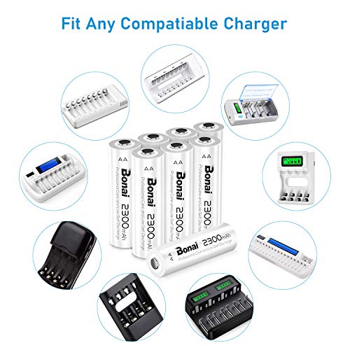 BONAI AA Rechargeable Batteries 1.2V NiMH High Capacity 16 Pack High