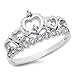 925 Sterling Silver Cubic Zirconia Princess Heart Crown Tiara CZ Band Ring
