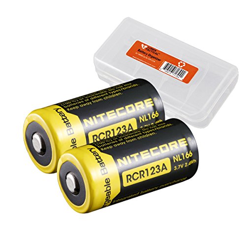 TWO PACK: Nitecore NL166 16340 RCR123A RCR123 650mAh Protected Rechargeable Batteries & LumenTac Organizer TWO PACK: Nitecore NL166 16340 RCR123A RCR123 650mAh Protected Rechargeable Batteries & LumenTac Organizer