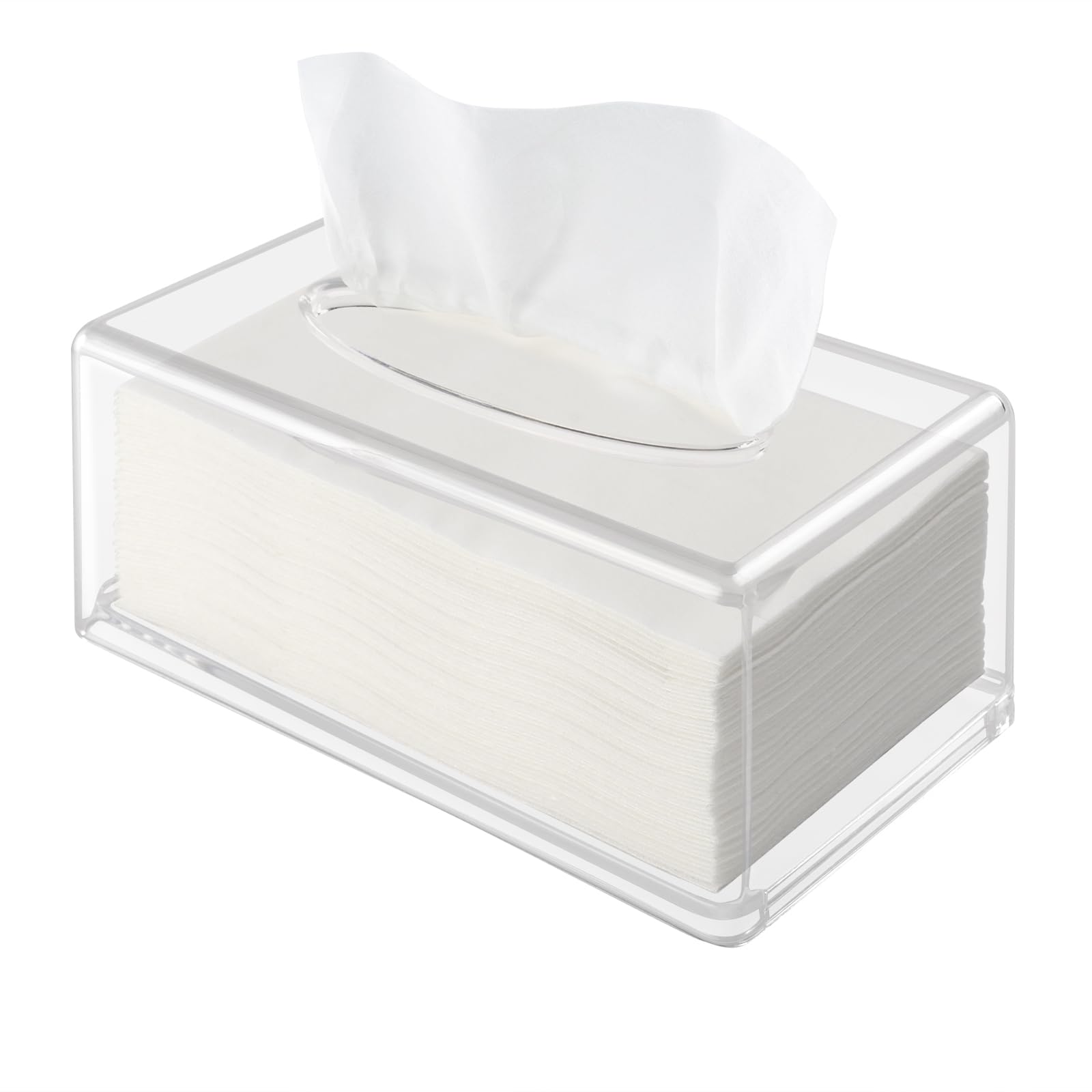Photo 1 of Acrylic Tissue Box Cover Rectangular, Clear Tissue Box Holder, Designed for DIY Decoration with Stickers 10.2x5.5x4.3 Inches Organizer for Bathroom, Vanity Countertop, Office, Desk Table, Car