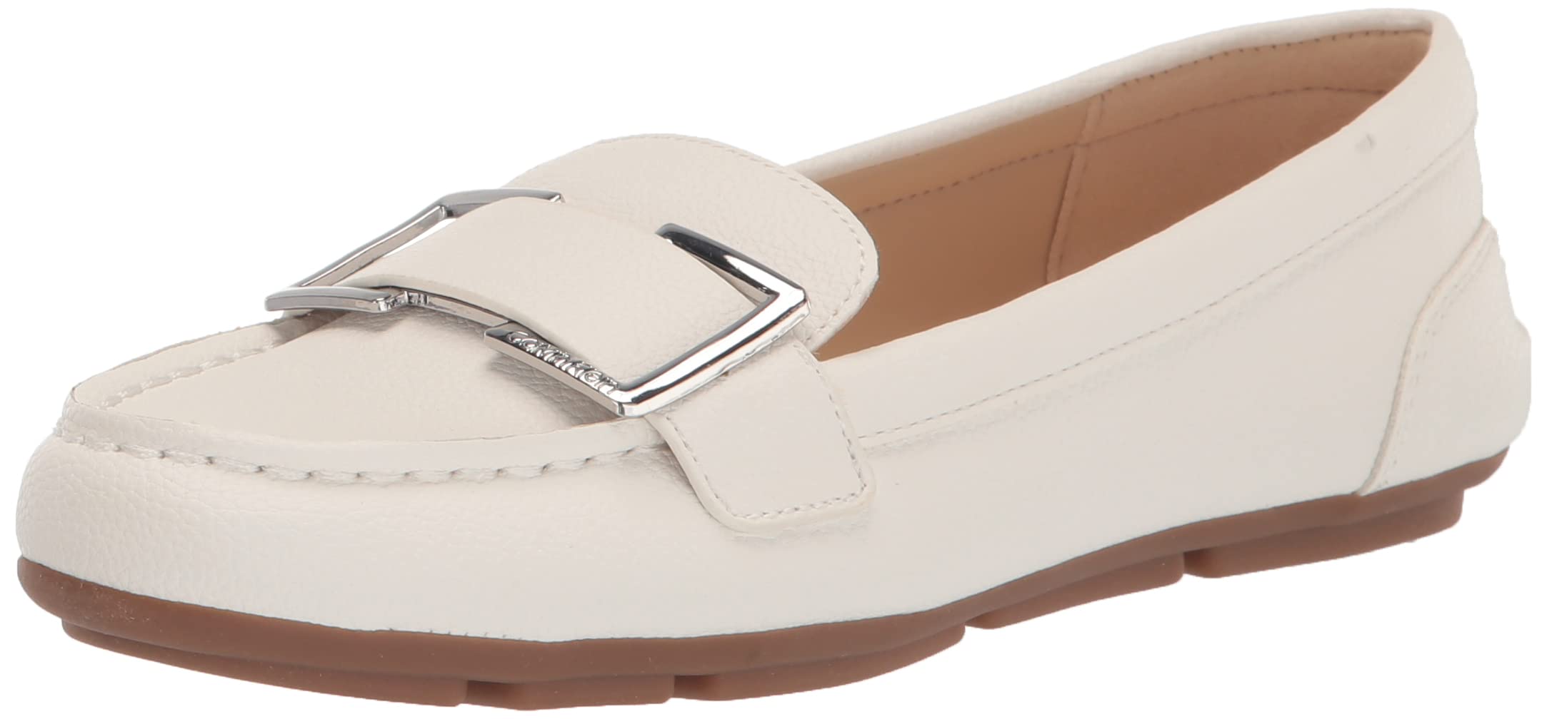 Calvin Klein Women’s Lydia Loafer Flat, White 140, 9