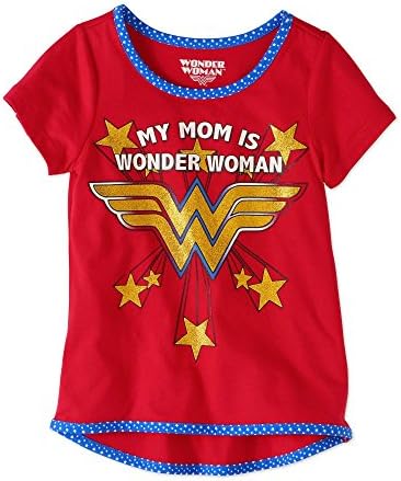 Wonder Woman Toddler GirlsMy Mom Is My Wonder Woman Short Sleeve Gold Glitter Tee (2T)
