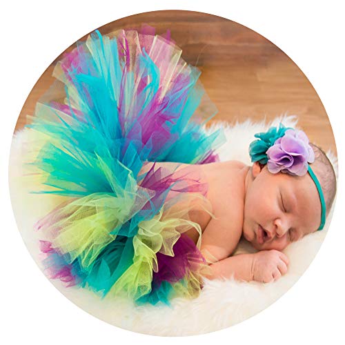 Baby Photography Props Tutu Skirt Headdress Newborn Girl Photo Shoot Outfits Infant Princess Costume Rainbow Clothes