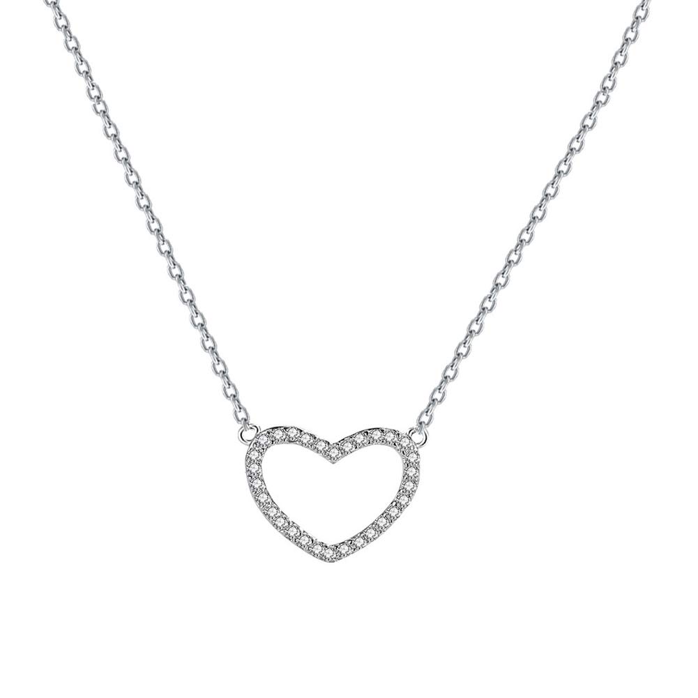 PEARLOVE Heart Necklace,925 Sterling Silver Necklace, Love Heart Pendant with Cubic Zirconia Necklace for Women Girls — image 1