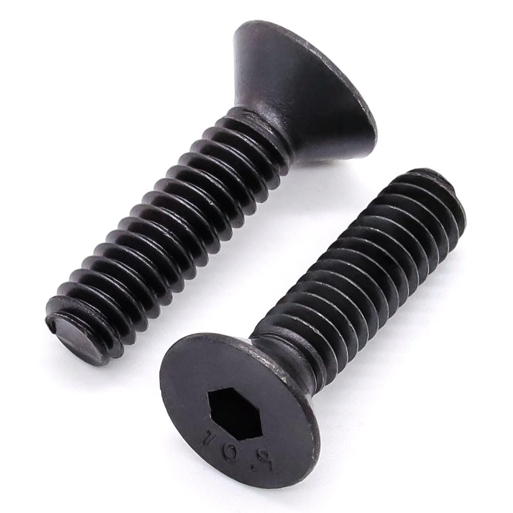 5/16-18 x 1/2" (16 pcs) Flat Socket Cap Screws, Black Oxide Finish, 10.9 Grade Alloy Steel, Countersunk Head Socket Cap Screws, Full Thread UNC, Allen Hex Drive Wrench
