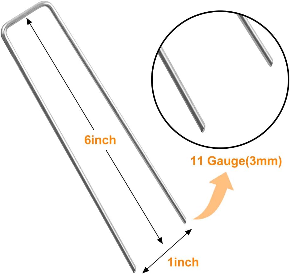 HongWay 120pcs 6" 11 Gauge Heavy-Duty U-Shaped Garden Stakes Pins Galvanized Landscape Staples for Anchoring Landscape Fabric Irrigation Tubing : Garden & Outdoor