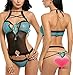 Avidlove Women Strappy Bondage Sexy Lingerie Lace Babydoll Halter Sleepwear Bra Chemises Blue Medium