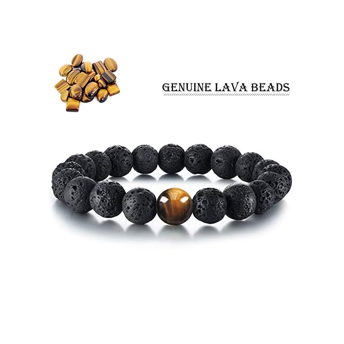 Triple Protection Bracelet - Hematite - Tiger Eye - Black Obsidian - Nature Stone Couple Bracelet for Men/Women, Bring…